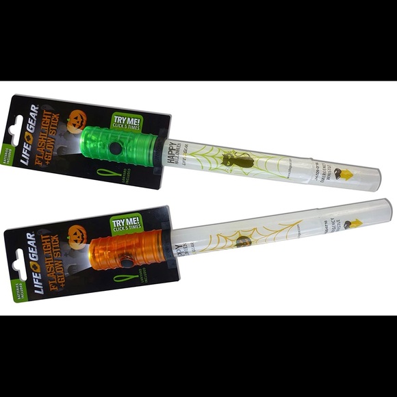 Life Gear Halloween Flashlight Glow Stick w Whistle and Lanyard, 2 Pieces - Picture 1 of 3